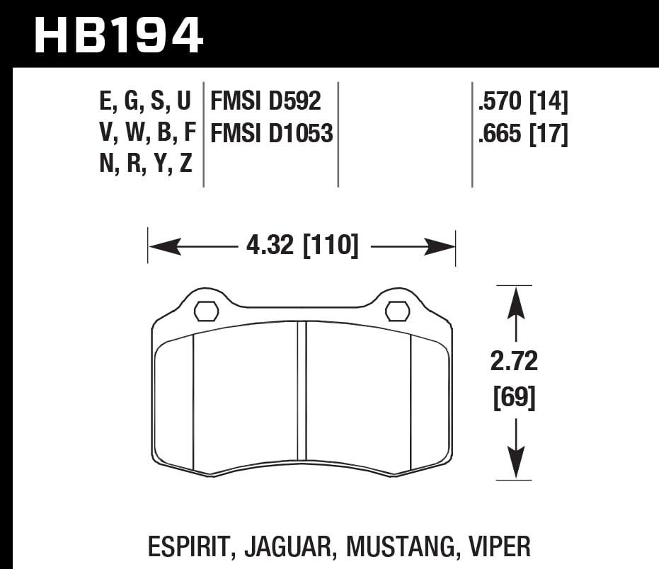 DTC-60 Motorsport Brake Pads Hawk Performance HB194G.665