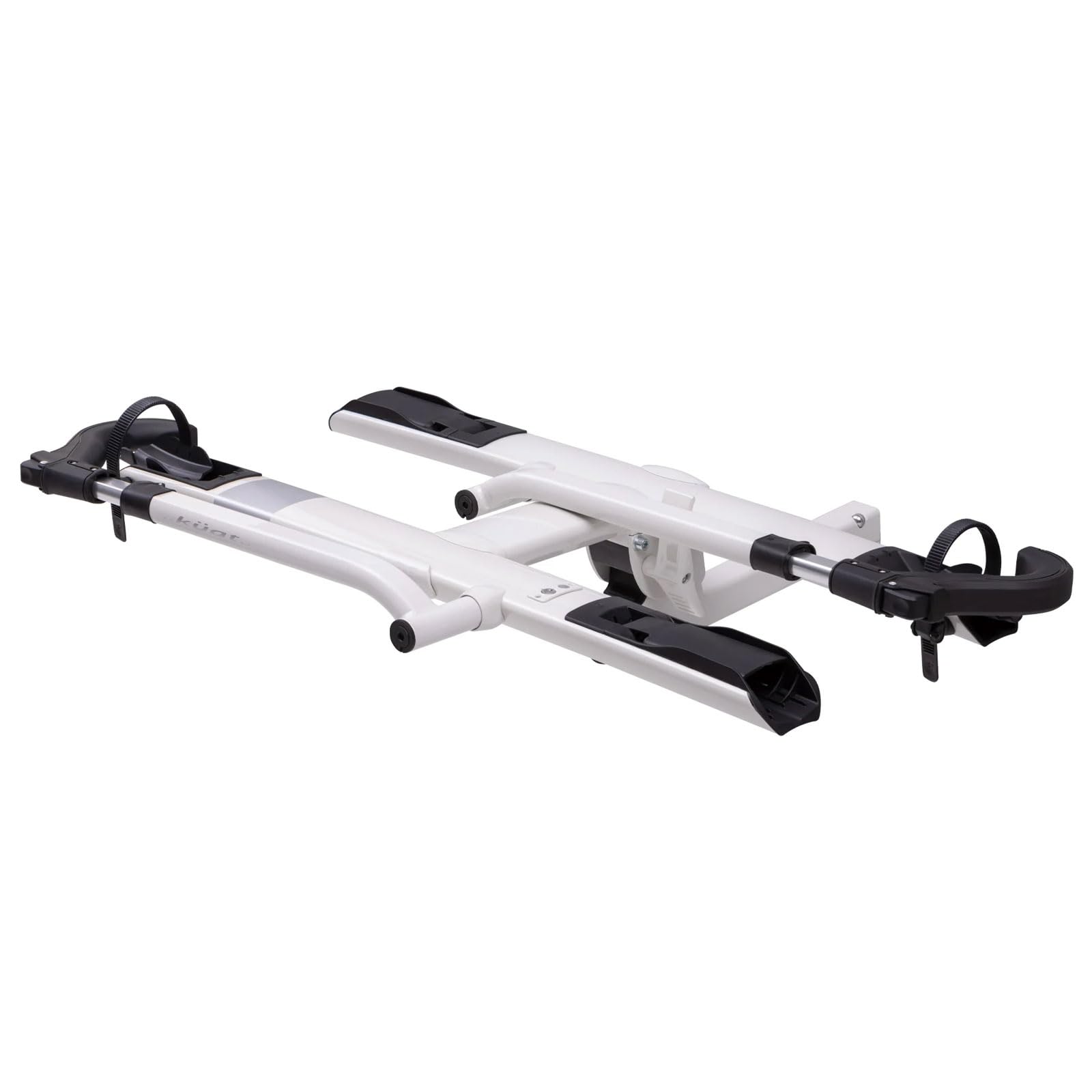 Sherpa 2.0 KUAT Durable Lightweight Aluminum Compact 2 Bike Transporting Hitch Rack with Cable Lock & Foldable Tire Cradles | Capacity - 40 Lbs per Tray, Pearl & Silver Anodize, 2"