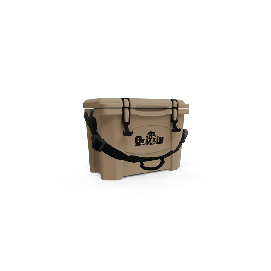 15 Cooler Grizzly | 15 qt Ice Chest Durable Rotomolded Insulated | Made in USA | Warranty for Life | For Beach Boat Camping Fishing Hunting | G15 | Tan