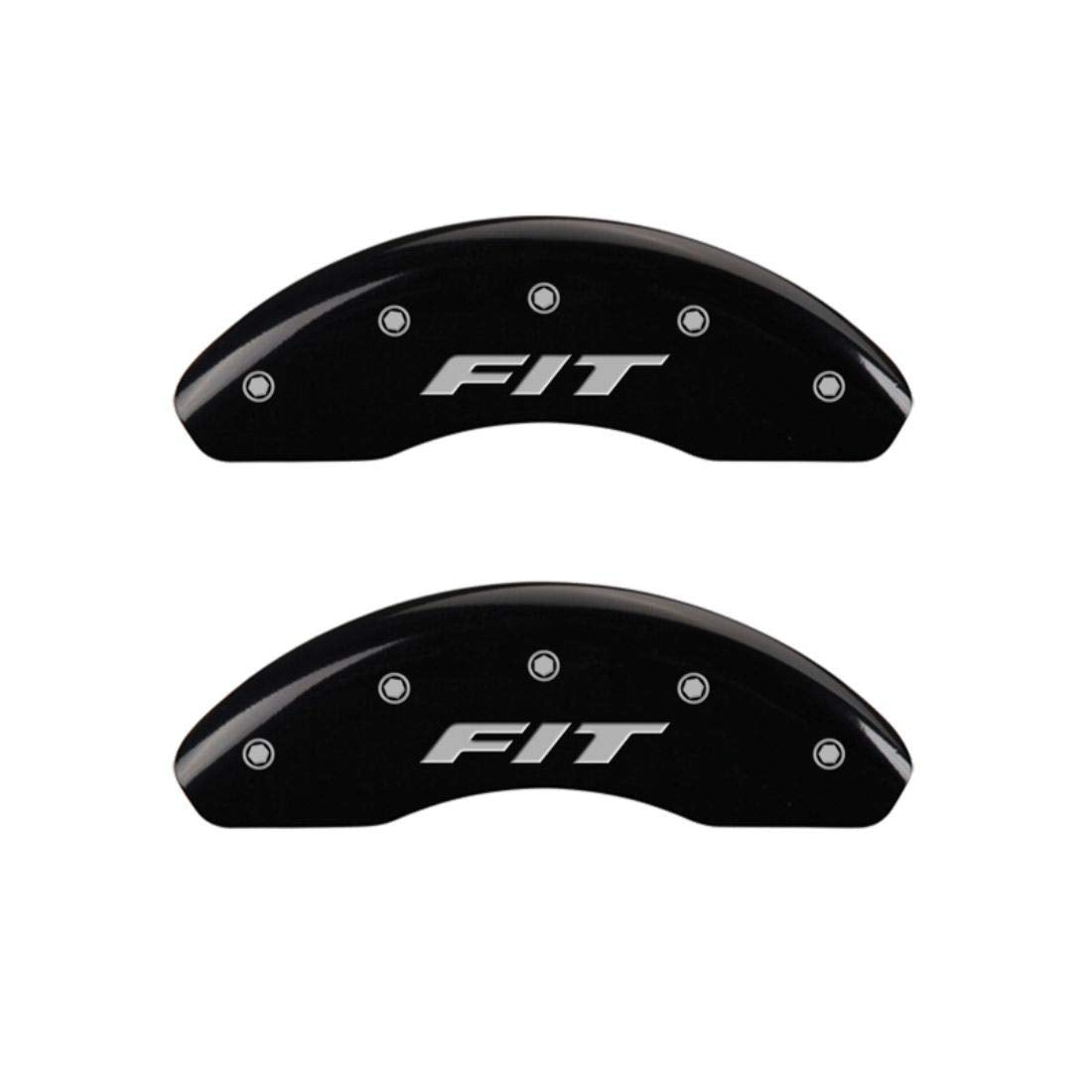 MGP Caliper Covers Black Powder Coat Finish 20208FFITBK Engraved Caliper Cover with Silver Characters, Set of 2 "Honda/Fit"