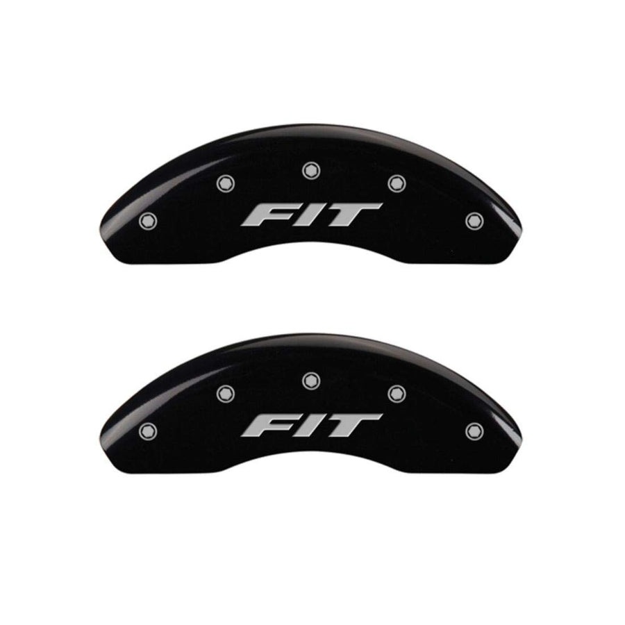 MGP Caliper Covers Black Powder Coat Finish 20208FFITBK Engraved Caliper Cover with Silver Characters, Set of 2 "Honda/Fit"