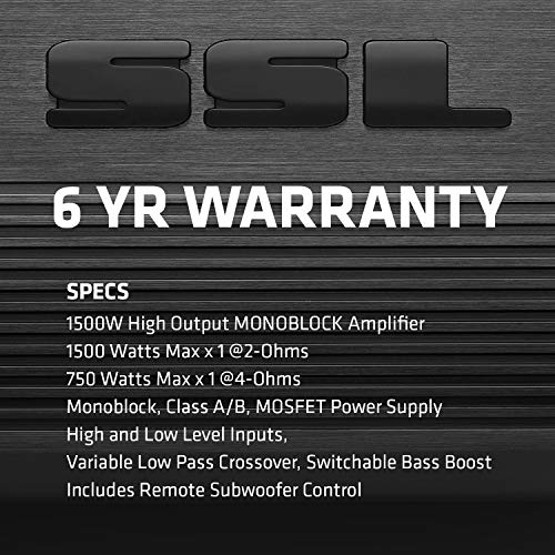 CG1501M Sound Storm Laboratories Monoblock Car Amplifier - 1500 Watts, 2/4 Ohm Stable, Class A/B, Mosfet Power Supply, Great for Car Subwoofers