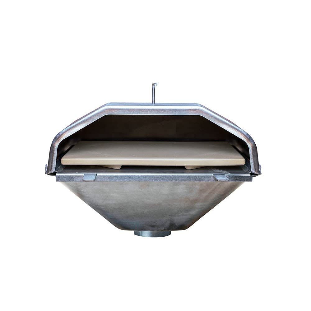Green Mountain Grills Steel Wood-Fired Pizza Oven Attachment Accessory for Daniel Boone/Jim Bowie Model Grills with Square Pizza Stone, Silver