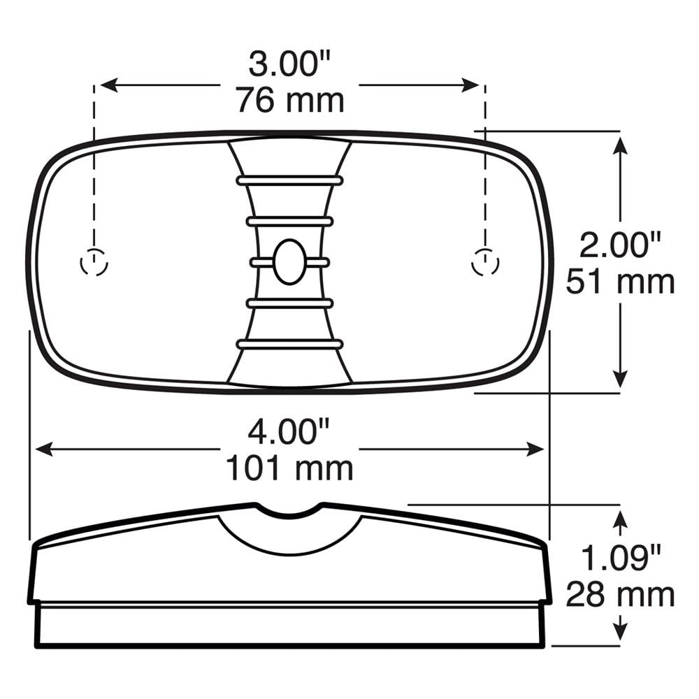 M38R-MV Peterson Led Marker/Clearance, Pc Mv Rectangular, Double Bulls-Eye 4"X2"