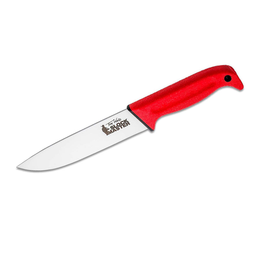 Cold Steel Scalper Tim Wells Slock Master Durable 6.5" 4116 Stainless Steel Fixed Straight Back Blade Outdoor Hunting Camping Utility Knife, 5.25" Red Textured Kray-Ex Handle