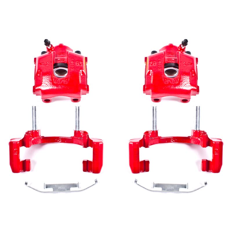 Power Stop Pair of High-Temp Red Powder Coated Rear Calipers For BMW 323Ci 2000, BMW 323i 1998-2000 [Model Specific]