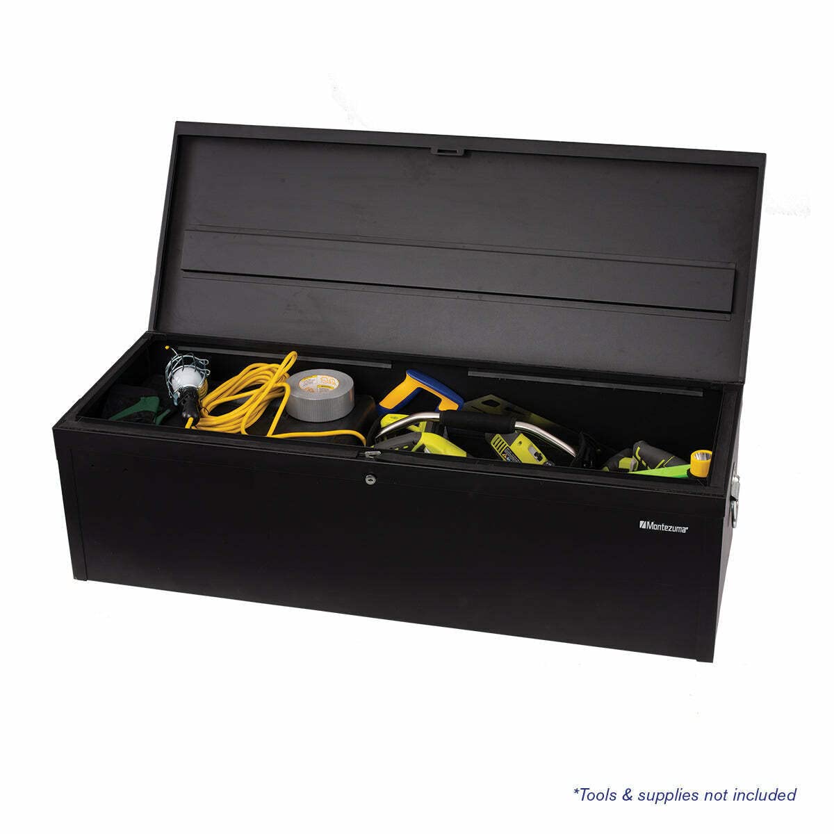 42" Montezuma Steel Portable and Lockable Tool Storage Utility Box with Handles, Black
