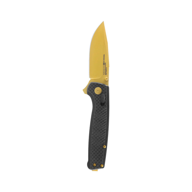 SOG Lightweight Terminus XR LTE Everyday Carry Folding Knives with Pocket Clip| Cryo CPM S35VN Steel | XR Locking Mechanism, Carbon/Gold