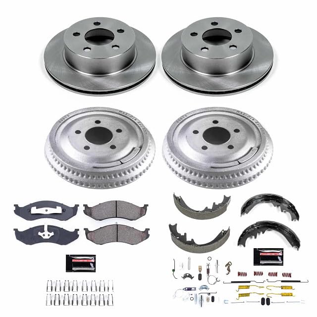 Power Stop Autospecialty KOE15134DK Front and Rear Replacement Brake Kit-OE Brake Drums & Ceramic Brake Pads For Jeep Cherokee 1999-2001 [Vehicle Specific]