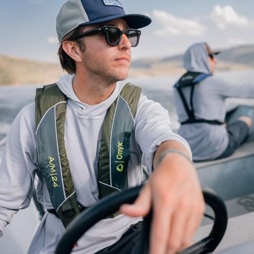 Onyx A/M-24 Inflatable Automatic/Manual Life Jacket, U.S. Coast Guard Approved, Low Profile, Compact Design, Manual Convertible Inflation Option