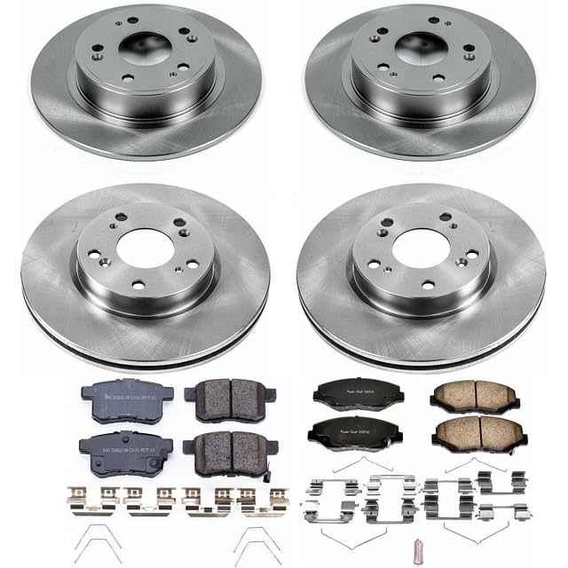 Power Stop Autospecialty KOE6491 Front and Rear Replacement Brake Kit-OE Brake Rotors & Ceramic Brake Pads For Honda Accord 2013-2017 [Model Specific]