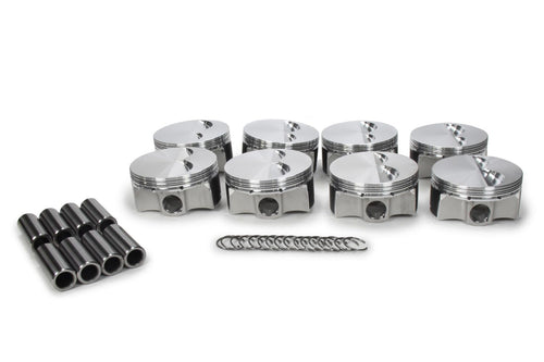 Engine Piston Kit JE Set Of 8 For Small Block Chevrolet SBC FSR Flat Top Tour Series Lightweight Dirt Circle Track Gas Ported 258028