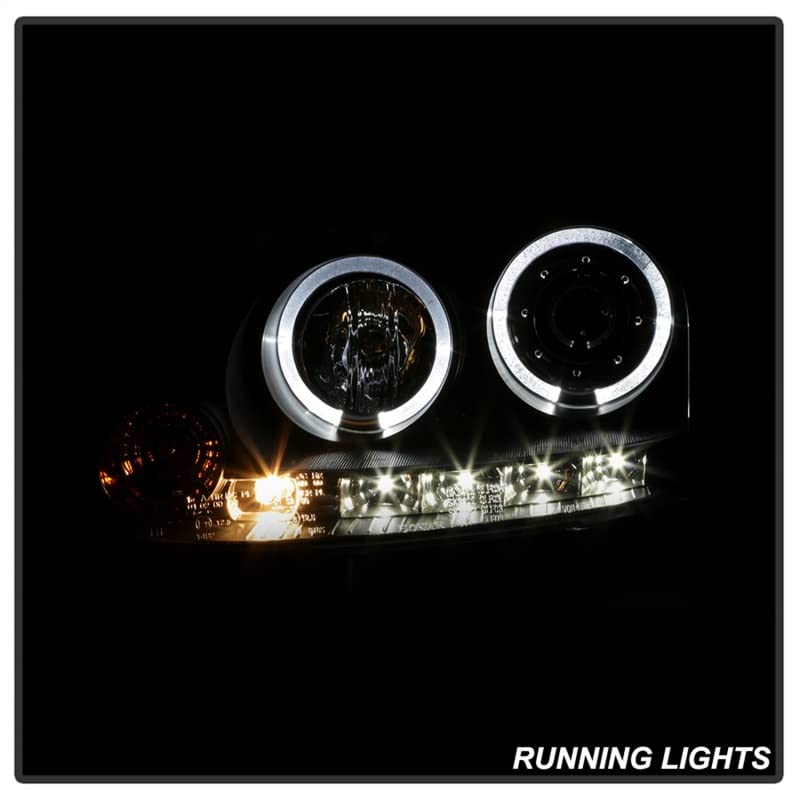 LED Halo Spyder Auto Projector Headlights Black/Clear 5012098