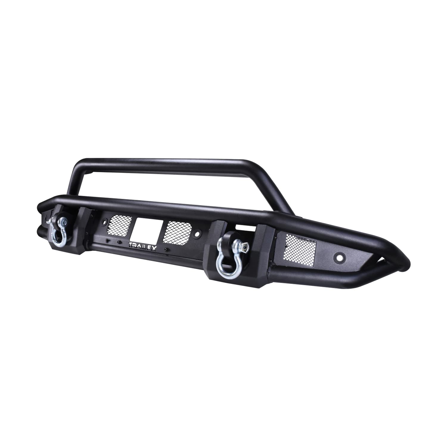 BR001T TrailFX Standard Front Bumper with Pre Runner Guard for Ford Bronco 2021-2025 Matte Black Powder Coated Steel Direct-Fit D-Rings LED Cube Light Mounts
