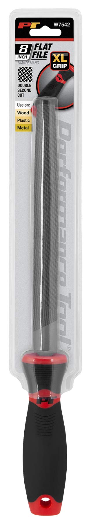 W7542 Performance Tool 8" Flat Mill File - Heat Treated High Carbon Steel, XL Oversized Handles for Better Grip and Control, 13.25-Inches in Length