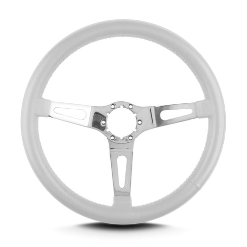 63810 Lecarra Teardrop 3 Spoke 14" Polished Standard Grip White