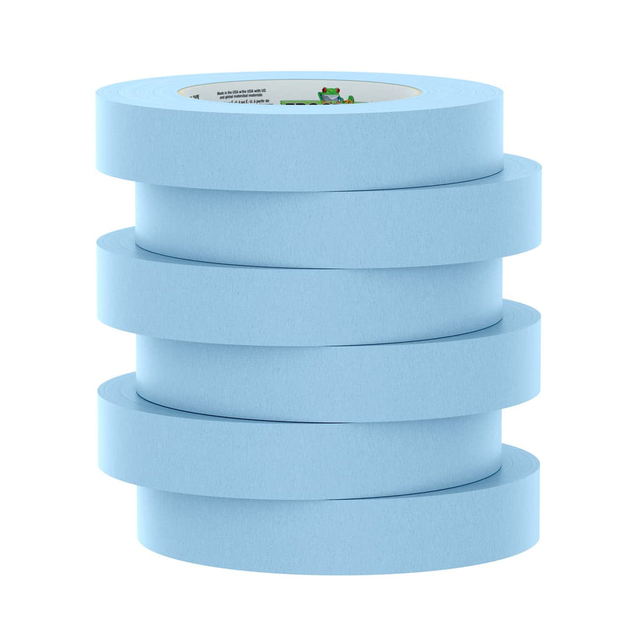 Light Blue FROGTAPE 250 Moderate Temperature Performance Grade Masking Tape, Medium-High Adhesion, 24mm x 55m, 6 Rolls per Pack (105327)