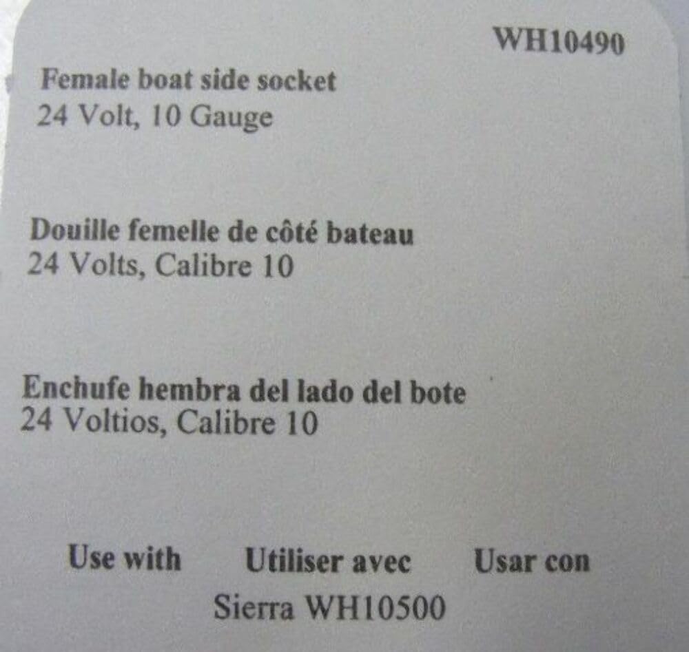 WH10490-1, Sierra International, Boat Side Trolling Motor Socket 24V