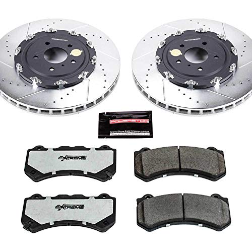 Z26 Carbon Fiber Brake Pads Power Stop K6772-26 with Drilled & Slotted Brake Rotors Kit For Nissan GT-R 2009-2011 [Model Specific]