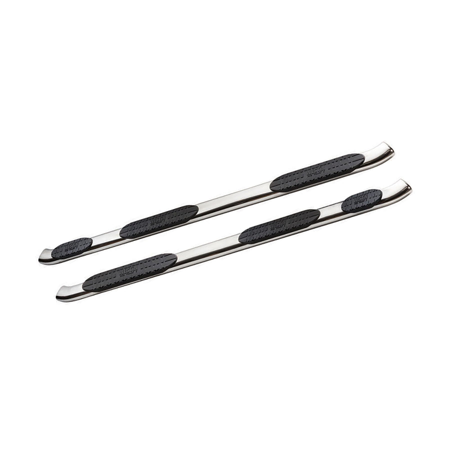 Westin PRO TRAXX 5 Oval Wheel to Wheel Nerf Bars fits 2007-2019 Silverado Sierra 1500 2500 3500 6'5" Bed & Dually 8' Bed Crew Cab (Exc Classic) Stainless Steel Pair