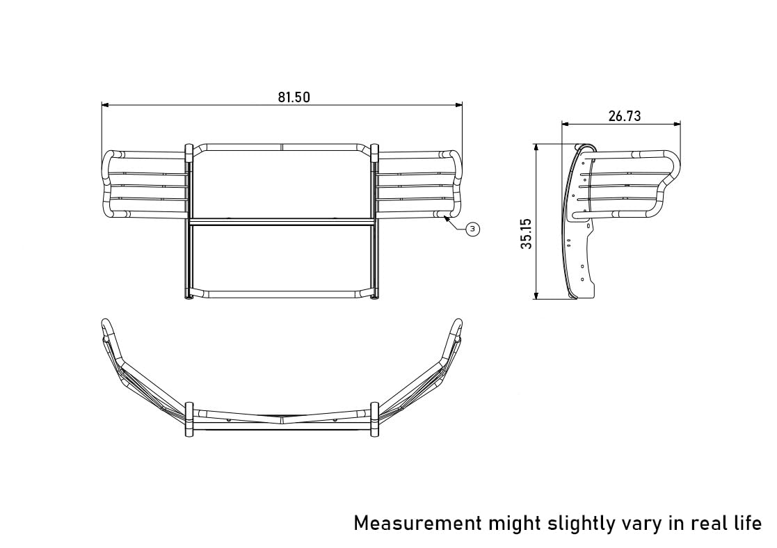 Bumper Guard Black Horse Grille brush Modular Stainless Steel Compatible with 2015-2024 Ford F-150-17FP32MSS
