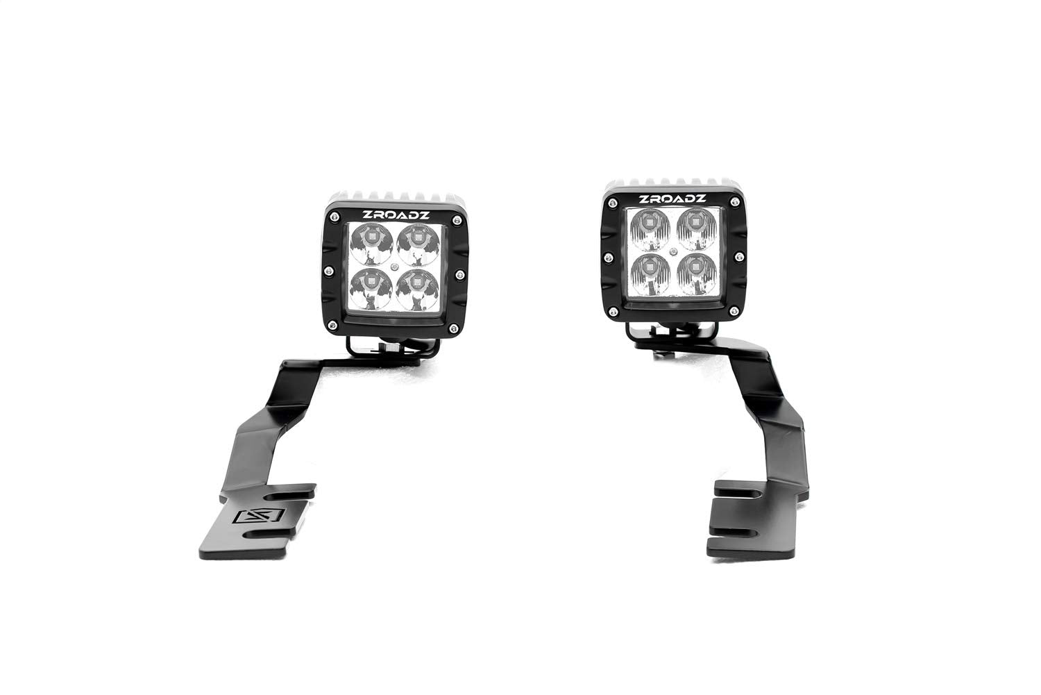 ZROADZ LED Kit Ditch Hood Hinge - Compatible w/ 2019-2021 Ford Ranger - Incl. (2) 3 Inch LED Pod Lights - Mild Steel Gloss Black Finish - Bolt-On Easy Installation - PN #Z365821-KIT2
