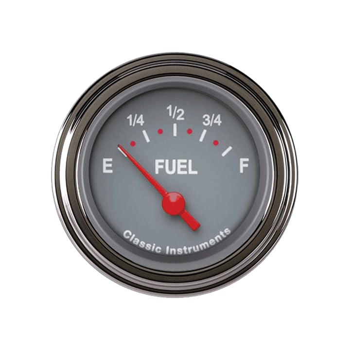 Gray Classic Instruments TE14GSLC 2-1/8" Fuel Gauge 0-30 Ohm Tetra