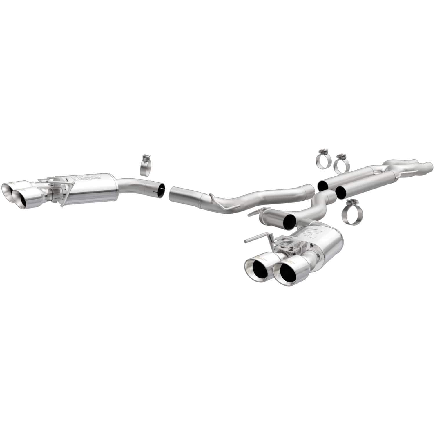 Performance Exhaust System MagnaFlow 19283: Cat-Back, Competition Series, For 2015-2020 Ford Mustang, Quad Split Rear Exit Style