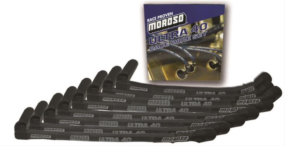 Ultra 40 Moroso Black Sleeved Spark Plug Wire Set, Fits GM LS 4.8/5.3/5.7/6.0/6.2/7.0 when using Moroso Billet Valve Covers and High Mount Coil Brackets, 72397/72398