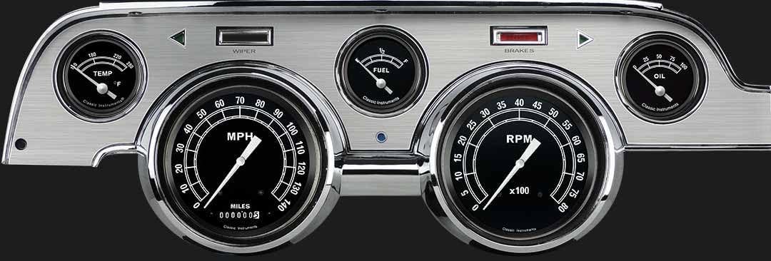 Classic Instruments Traditional MU67TRBA 5 Gauge Package Brushed Bezel Fits 1967 Mustang