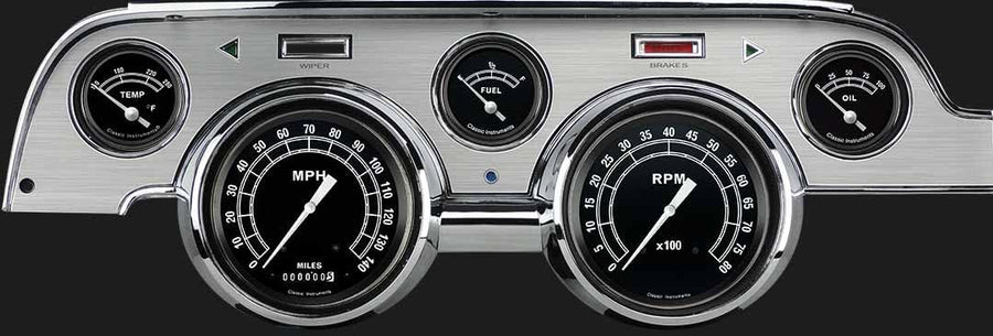 Classic Instruments Traditional MU67TRBA 5 Gauge Package Brushed Bezel Fits 1967 Mustang