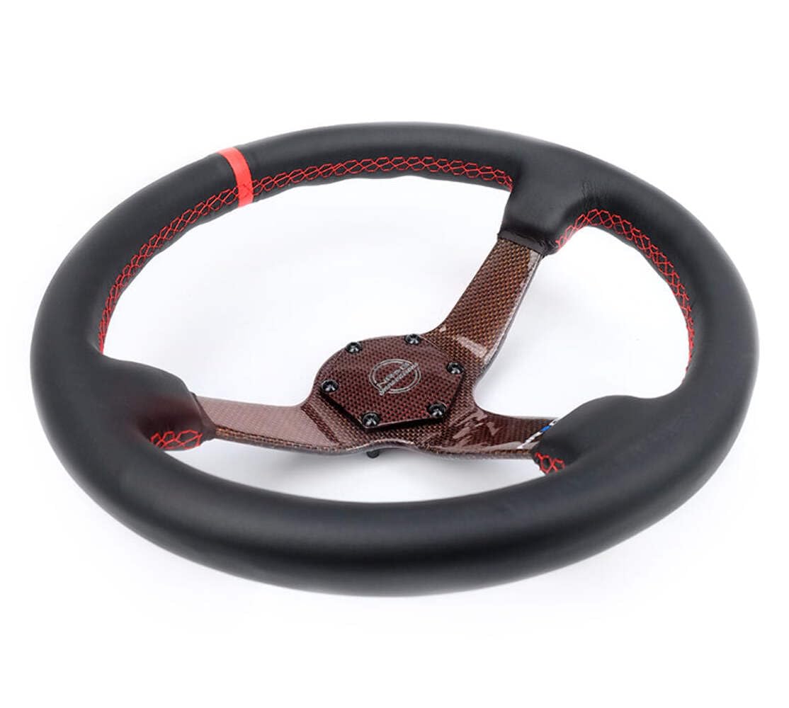 NRG Innovations Carbon Fiber Steering Wheel NRG-RST-036CF-RD 350mm Red Carbon Fiber, Red Stiching, Red Center Mark, Leather