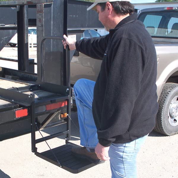 Truck N' Buddy Great Day Folding Tailgate Step/Seat Platform for Work Flatbed Trucks and Equipment Trailers - 300 lbs Weight Capacity - Black Powder-Coated Finish, TNB2000B