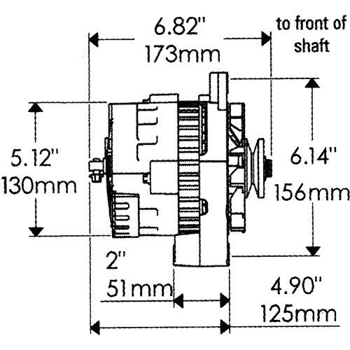 Alt GM CS130 Powermaster Black 140A 6 grv Pulley Str MTG 6.14" 1-Wire or OE Hookup