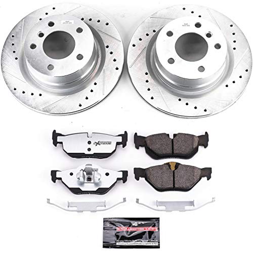 Rear Power Stop K6348-26 Z26 Carbon Fiber Brake Pads with Drilled & Slotted Brake Rotors Kit For BMW 128i 2010-2013 [Model Specific]