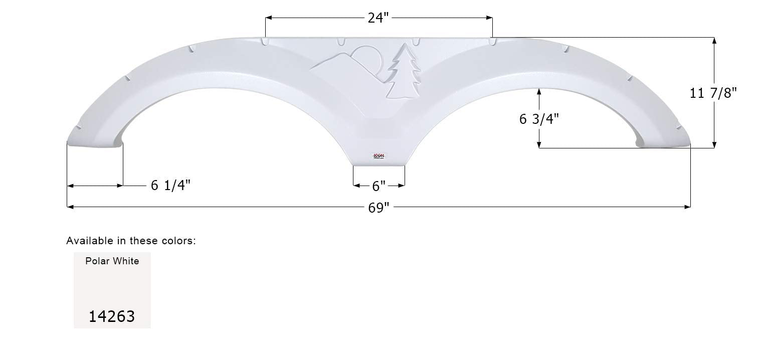 Tandem Axle Fender Skirt ICON 14263 for Forest River - Polar White