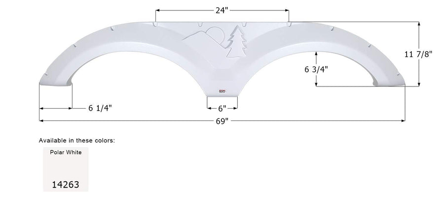 Tandem Axle Fender Skirt ICON 14263 for Forest River - Polar White