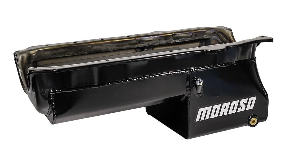 Oil Pan Moroso 21017 with Partitioned Tray for Chevy Small-Blocks Engines, Black