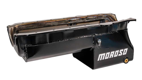 Oil Pan Moroso 21017 with Partitioned Tray for Chevy Small-Blocks Engines, Black