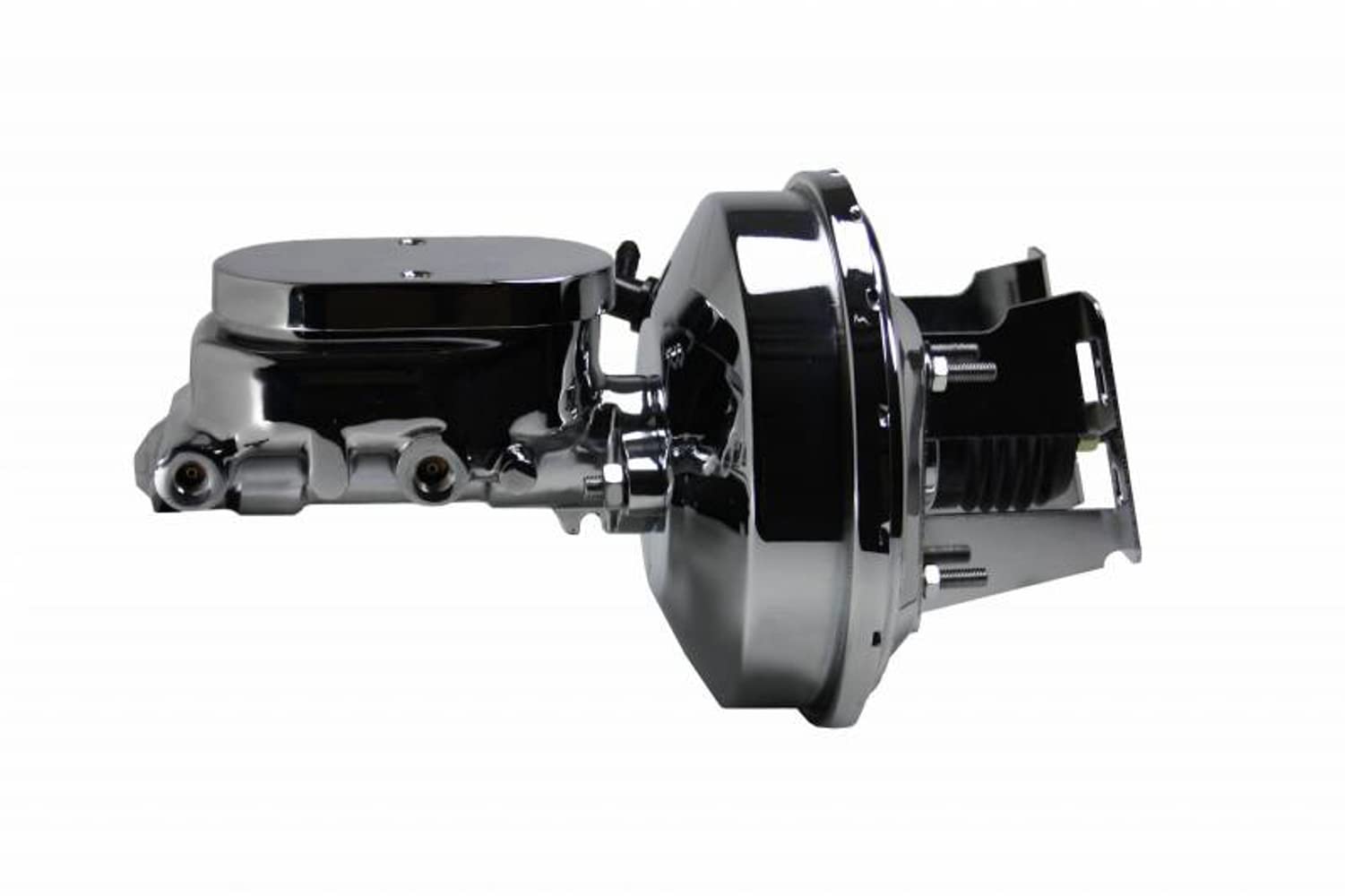 9 Inch LEED BRAKES Power Booster, 1-1/8 Inch Bore Flat Top Master With Bracket Kit (Chrome)