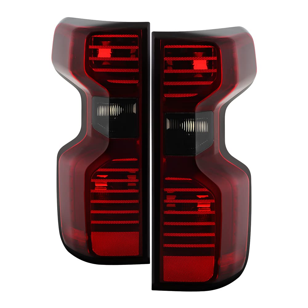 Chevy Silverado 19-21 1500 / 2500HD 3500 HD Spyder Halogen Tail Lights - Signal-7443(Not Included) ; Reverse-921(Not Included) ; Brake-7443(Not Included) - OE Set Red Smoke