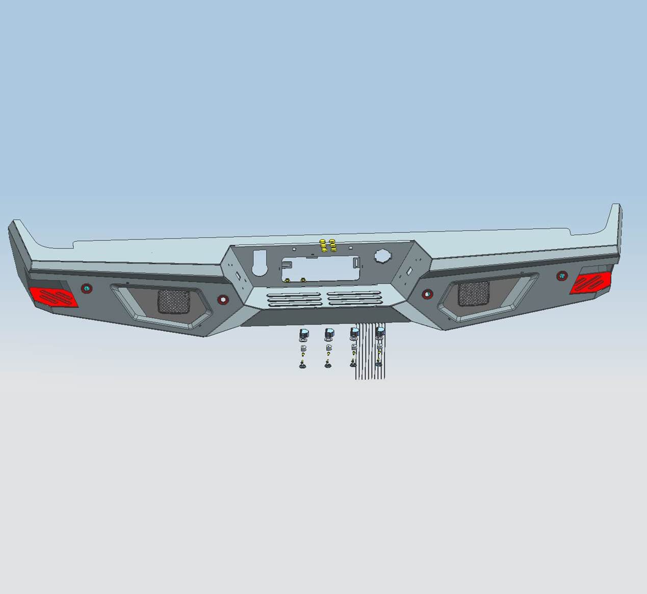 Heavy Duty Black Horse Armour Rear Bumper Matte Black Compatible with 19-24 Silverado 1500|2022 Silverado 1500 LTD|19-24 Sierra 1500|20-24 Silverado 3500 HD|20-24 Silverado 2500 HD-ARB-SI25-20