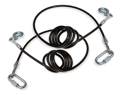 Pair of Roadmaster 674 Coiled Safety Double Hook Cables Compatible with Tow Bars & Towed Vehicles | 80" Long | 10,000 lb Capacity Per Pair | Secure, Heavy-Duty Safety Connection During Towing