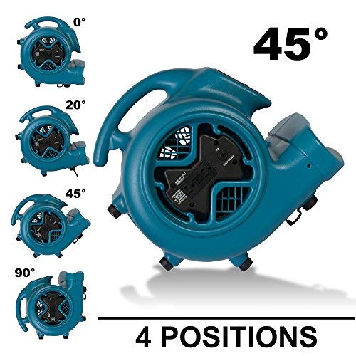 XPOWER 1/3 HP X-600A Pro 2400 CFM Centrifugal Air Mover, Carpet Dryer, Floor Fan, Blower, Daisy Chain, for Water Damage Restoration, Janitorial, Plumbing, Home Use