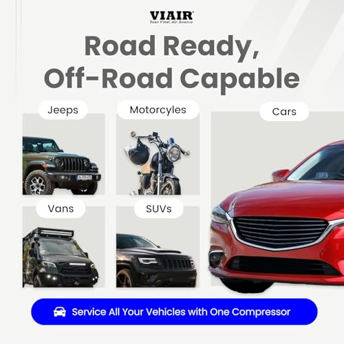 Digital VIAIR EVC84P - Portable Air Compressor Tire Inflator for Car, SUV & Truck | Preset Automatic Shut Off Feature | 12V Road Tire Pump Air Compressor 60 PSI | Press-On Chuck