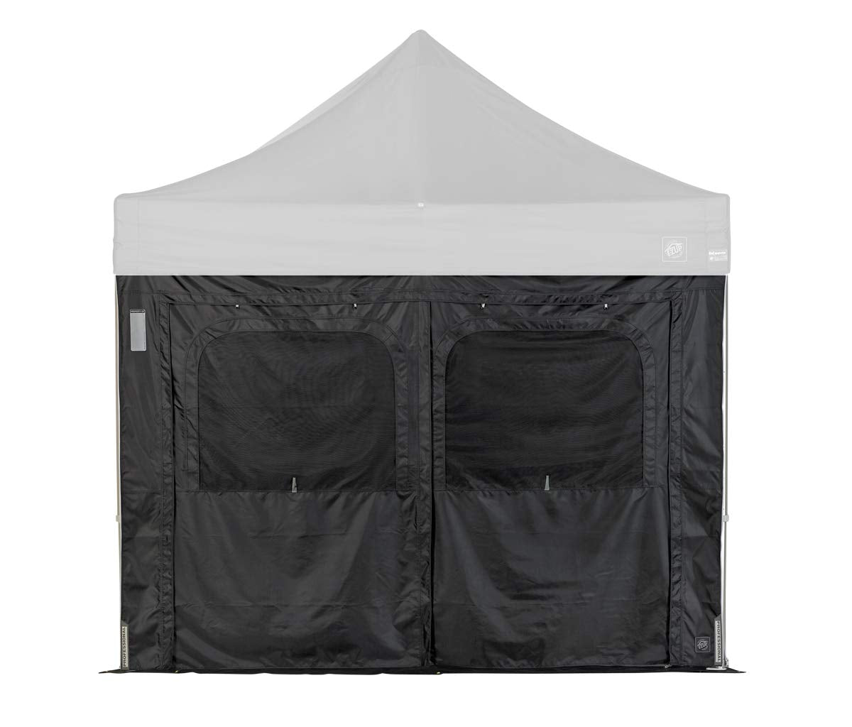 E-Z UP PRO Sidewall Single Utility, Fits 10' Straight Leg, Includes Ground Flap, Double Doors and Roll-Up Screened Windows, Black