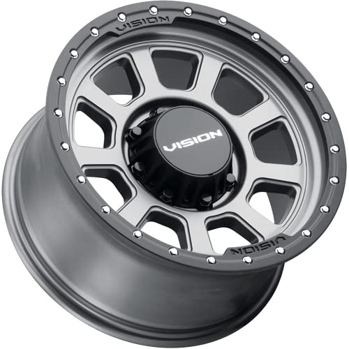 350 OJOS Vision Custom Wheel - 18x9, 12 Offset, 8x170 Bolt Pattern, 125.2mm Hub - Satin Gray with Satin Black Lip Rim