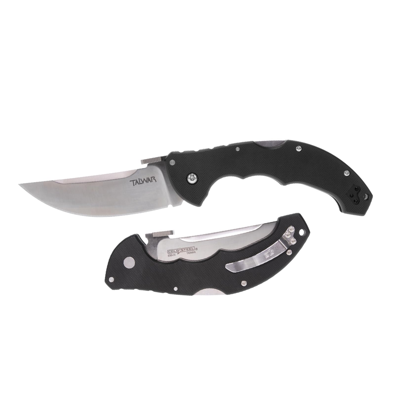 Cold Steel 4" Talwar S35VN Steel Ultra-Sharp Plain Blade 5.25" G10 Handle Tactical Pocket Folding Knife with Tri-Ad Locking Mechanism