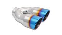 Vibrant Performance 1326B 3.5" OD Dual 2.5" ID Round SS Tips (Single Wall, Angle Cut) with Burnt Blue Finish, 1 Pack