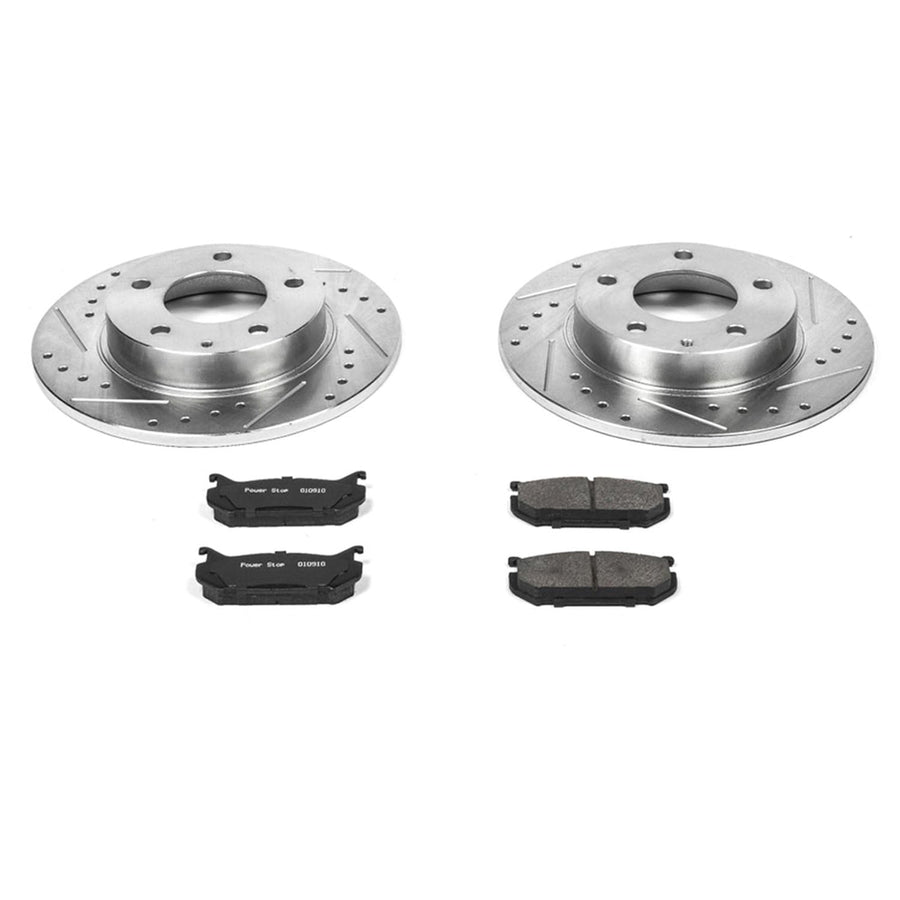 Power Stop K790 Rear Brake Pads Z23 Carbon Fiber with Drilled & Slotted Brake Rotors Kit For Ford Probe 1993-1997, Mazda 626 1993-1997, Mazda MX-6 1993-1997 [Model Specific]